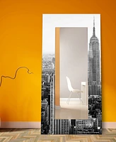 Empire Art Direct 'My N.y.' Rectangular On Free Floating Printed Tempered Art Glass Beveled Mirror, 72" x 36"