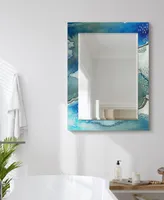 Empire Art Direct 'Subtle Blues' Rectangular On Free Floating Printed Tempered Art Glass Beveled Mirror, 40" x 30"