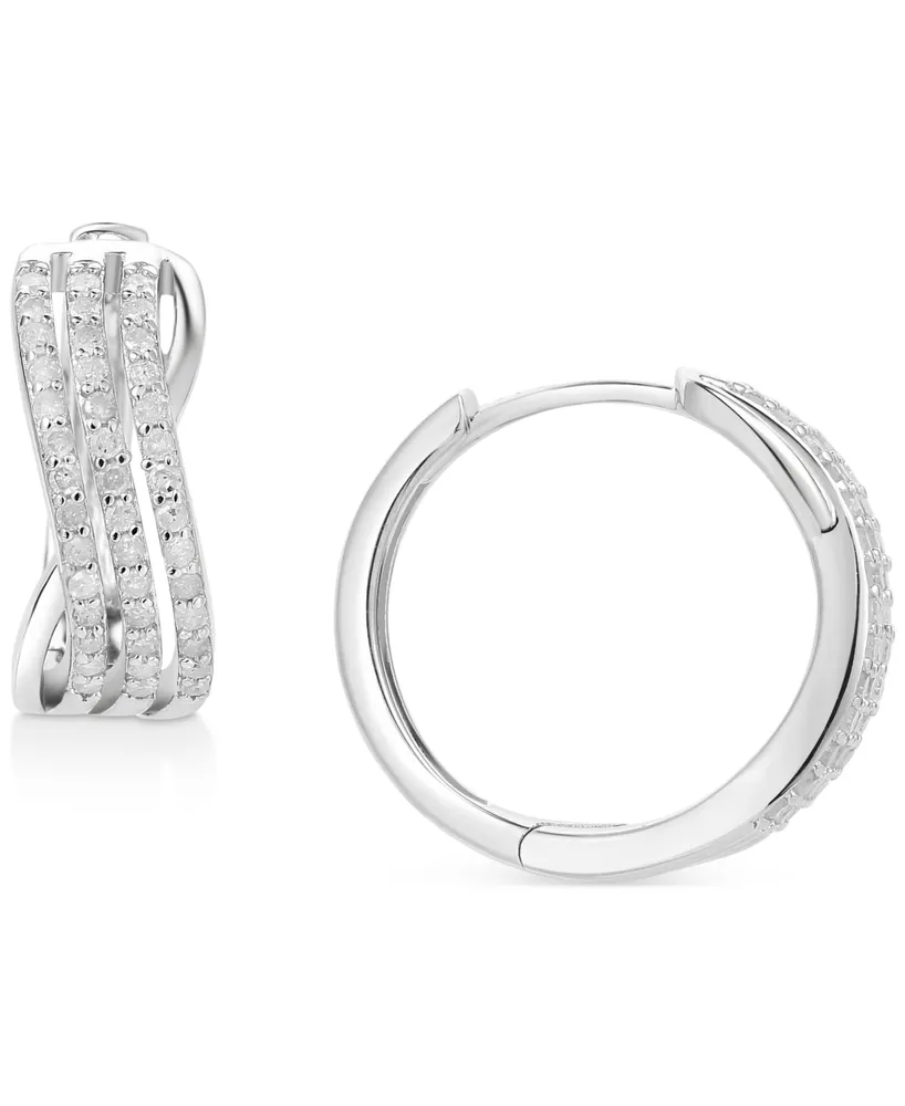 Diamond Swirl Small Hoop Earrings (1/4 ct. t.w.) in Sterling Silver