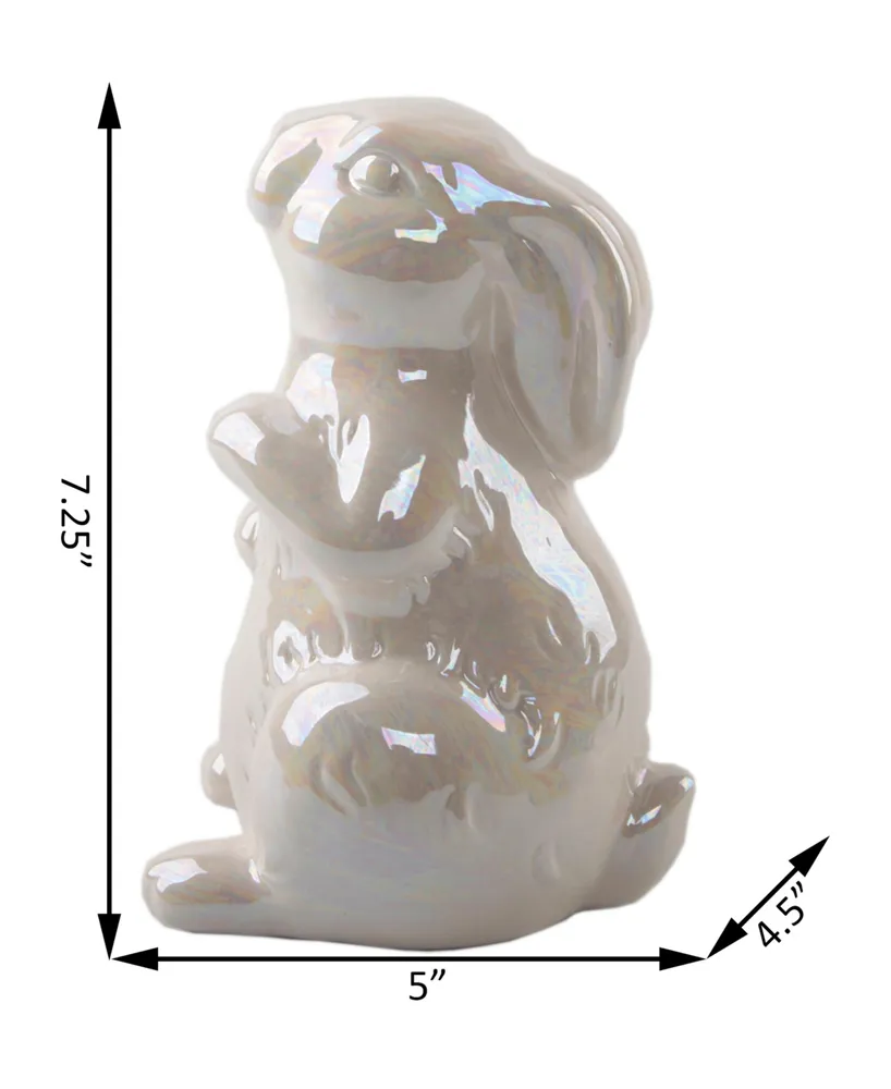 Flora Bunda Pearl Ceramic Bunny, 7.25"