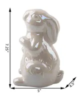 Flora Bunda Pearl Ceramic Bunny, 7.25"