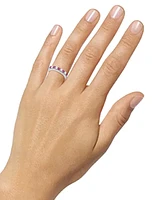 Lab-Grown Emerald (1/3 ct. t.w.) & White Sapphire (5/8 Stack Band Sterling Silver (Also Ruby Sapphire)