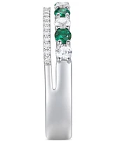 Lab-Grown Emerald (1/3 ct. t.w.) & White Sapphire (5/8 Stack Band Sterling Silver (Also Ruby Sapphire)