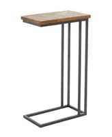 Rosemary Lane Metal Rustic Accent Table with Brown Wood Top, 19" x 11" x 26"