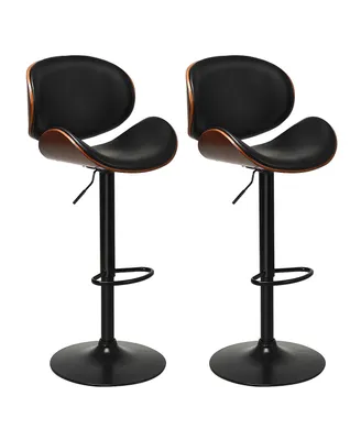 Set of 2 Bentwood Barstool Mid-Century Adjustable Swivel