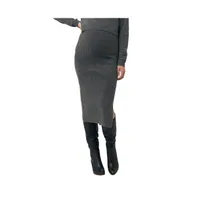 Ripe Maternity Dani Knit Midi Skirt with Split Charcoal Marle