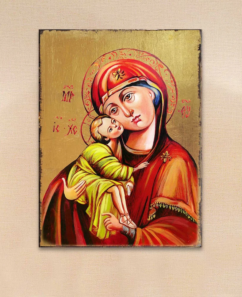 Designocracy Icon Vladimir Virgin Mary Wall Art on Wood 16"