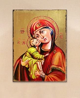 Designocracy Icon Vladimir Virgin Mary Wall Art on Wood 16"