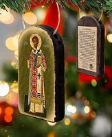 G.DeBrekht Saint Chrysostom Wooden Greek Christian Orthodox Icon Ornament