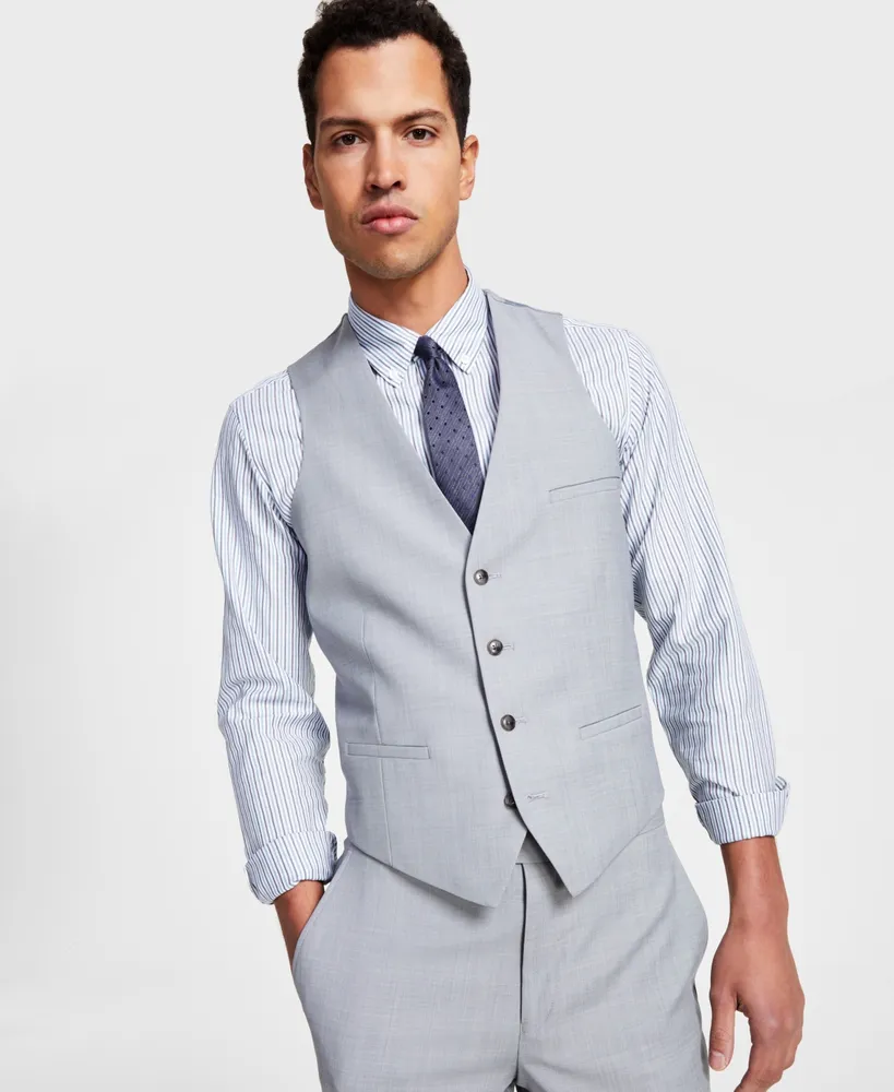 Bar Iii Men's Slim-Fit Sharkskin Suit Vest, Created for Macy's