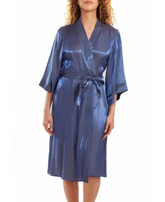 iCollection Women's Skyler Irredesant Robe with Self Tie Sash and inner Ties