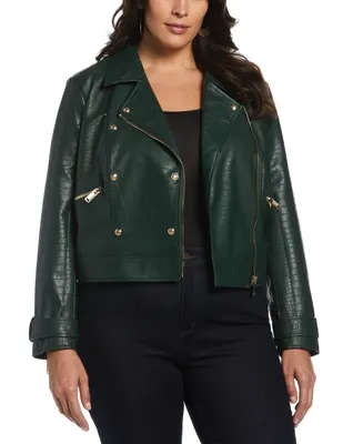 Ella Rafaella Plus Size Faux Leather Moto Jacket