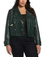 Ella Rafaella Plus Size Faux Leather Moto Jacket