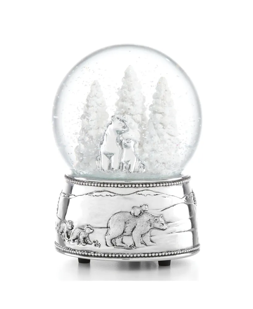 Reed & Barton North Pole Bound Polar Bear and Cubs Musical Snow Globe