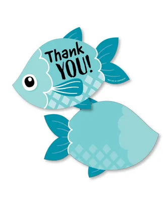 Let's Go Fishing - Fish Themed Party Shaped Thank You Cards with Envelopes 12 Ct