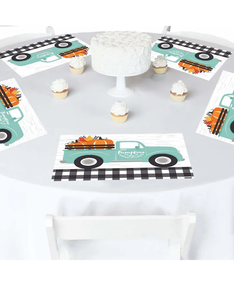 Happy Fall Truck - Party Table Decorations - Pumpkin Party Placemats - 16 Ct