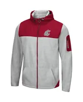 Men's Colosseum Heathered Gray, Crimson Washington State Cougars Schwartz Full-Zip Hoodie