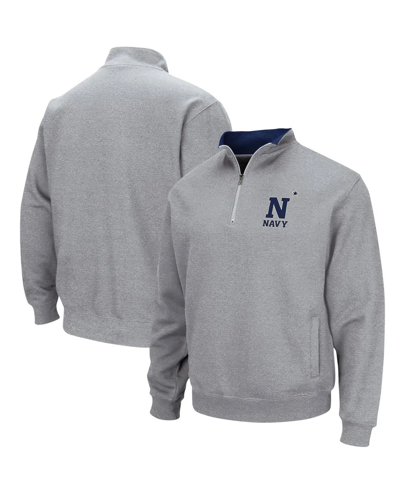 Men's Colosseum Heathered Gray Navy Midshipmen Tortugas Team Logo Quarter-Zip Jacket