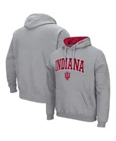 Men's Colosseum Heathered Gray Indiana Hoosiers Arch & Logo 3.0 Pullover Hoodie