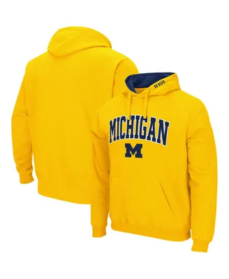Men's Colosseum Maize Michigan Wolverines Arch & Logo 3.0 Pullover Hoodie