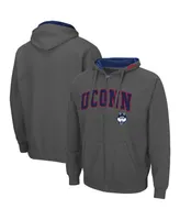 Men's Colosseum Charcoal UConn Huskies Arch and Logo 3.0 Full-Zip Hoodie