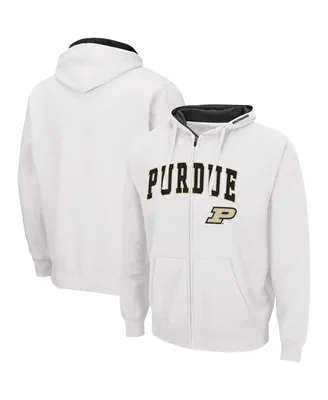 Men's Colosseum White Purdue Boilermakers Arch and Logo 3.0 Full-Zip Hoodie