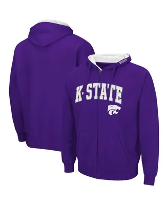 Men's Colosseum Purple Kansas State Wildcats Arch and Logo 3.0 Full-Zip Hoodie