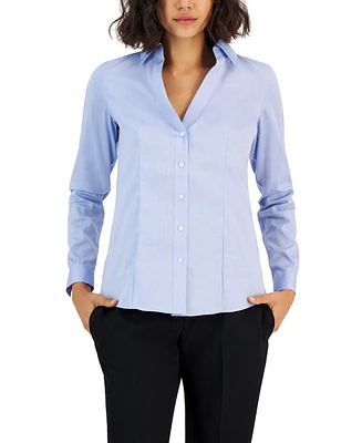 Jones New York Women's Easy Care Button Up Long Sleeve Blouse
