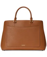 Lauren Ralph Crosshatch Leather Large Hanna Satchel