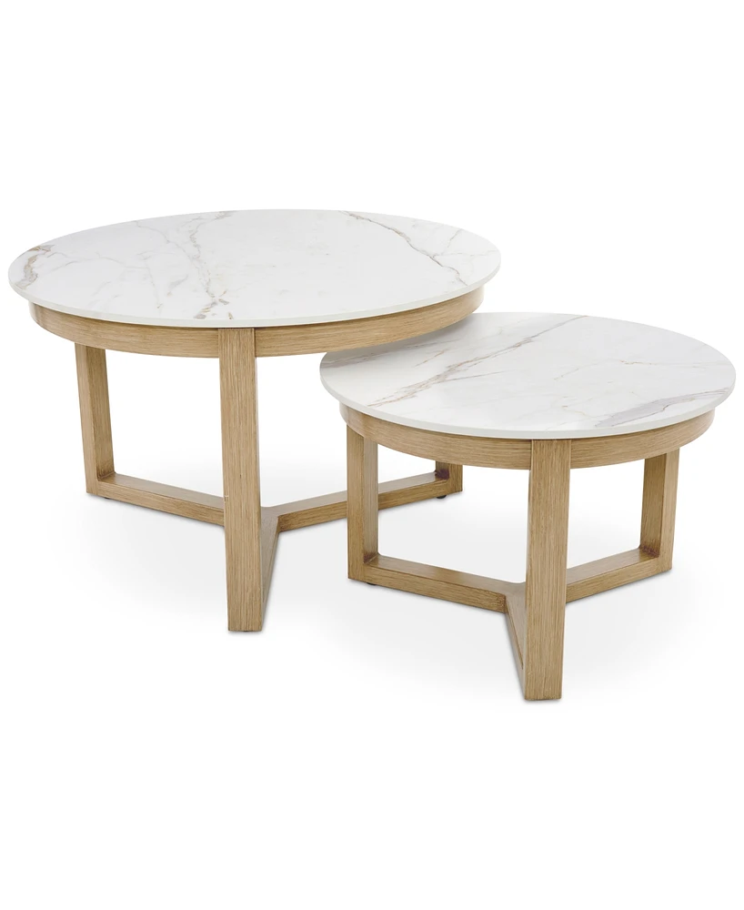 Reid Outdoor Nesting Porcelain Top Coffee Tables (30" + 23"), Created for Macy's