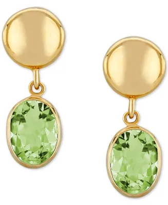 Blue Topaz Disc Drop Earrings (3-1/5 ct. t.w.) in 14k Gold (Also in Peridot)