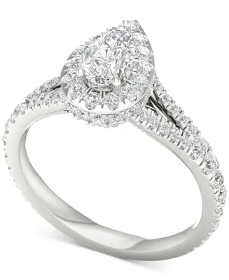 Igi Certified Diamond Pear Halo Engagement Ring (1-1/3 ct. t.w.) in Platinum