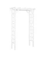 Outsunny 7' Wood Steel Outdoor Garden Arched Trellis Arbor w/ Fir Wood,