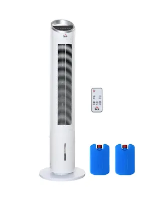 Homcom Portable Oscillation Standing Floor Fan w/ Ice Box, Humidifier, White