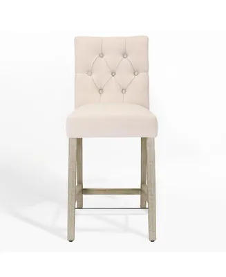 WestinTrends 24" Linen Fabric Tufted Counter Stool