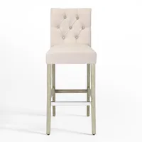 29" Upholstered Linen Fabric Tufted Bar Stool Chair