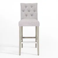 29" Upholstered Linen Fabric Tufted Bar Stool Chair