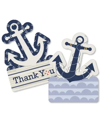 Ahoy - Nautical - Shaped Thank You Cards with Envelopes - 12 Ct