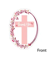 Pink Elegant Cross - Religious Shaped Thank You Note Cards with Envelopes 12 Ct