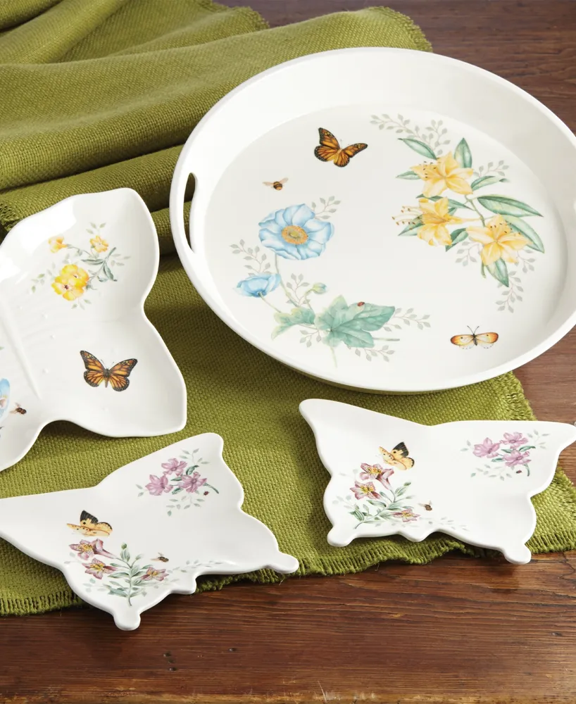 Lenox Butterfly Meadow Collection Melamine Large Round Handled Tray