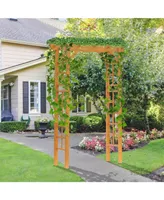 Outsunny 7 ft Natural Wooden Backyard Pergola w/ Side Panel for Climbing Vines