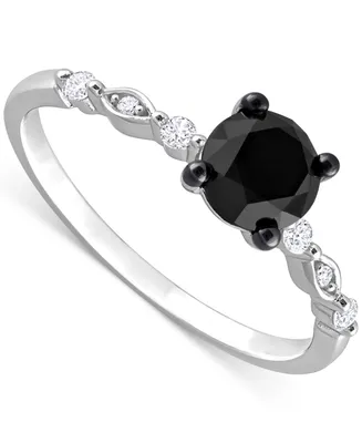 Black Diamond (1 ct. t.w.) & White Accent Engagement Ring 14k Gold