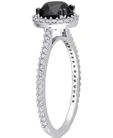 Black Diamond (1 ct. t.w.) & White (1/4 Halo Engagement Ring 14k Gold