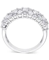 Diamond Pear & Round Semi-Eternity Cluster Ring (2 ct. t.w.) 14k White Gold