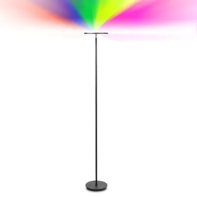 Brightech Sky Color Changing Led Torchiere Floor Lamp with Adjustable Head and Cellular Remote Control in Black