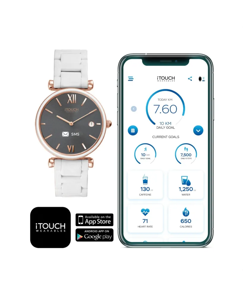 iTouch Connected Unisex White Metal Bracelet Smart Watch 45mm