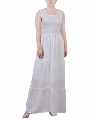 Ny Collection Petite Sleeveless Textured Tiered Maxi Dress