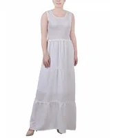 Ny Collection Petite Sleeveless Textured Tiered Maxi Dress