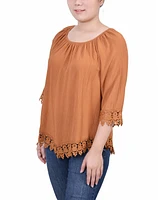 Petite 3/4 Sleeve Peasant Blouse