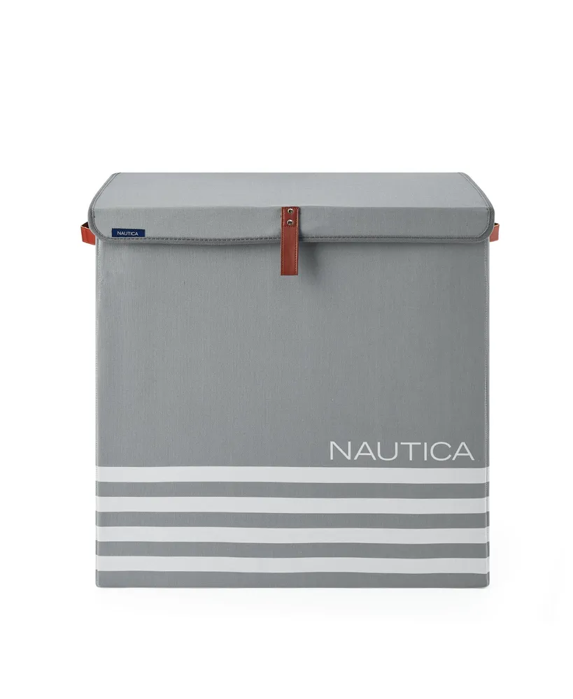 Nautica Folded Divided Hamper with Lid Stripe